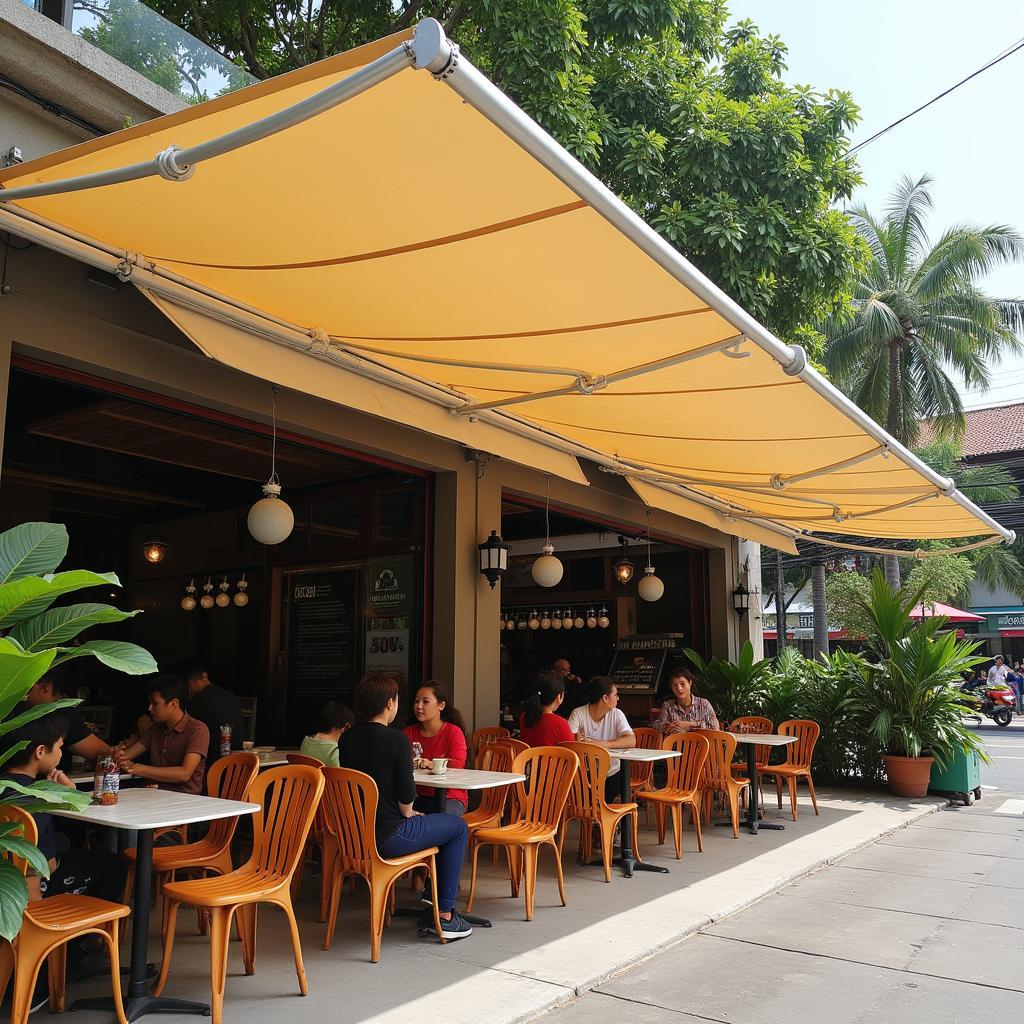 Mái hiên di động cho quán cafe tại Đà Nẵng, tạo không gian ngồi ngoài trời mát mẻ